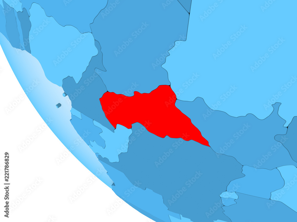 Fototapeta premium Central Africa on blue political globe