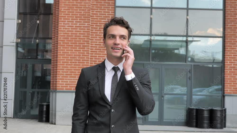 Walking Businessman Discussing on Phone, Neogtiation Walking Businessman Discussing on Phone, Neogtiation