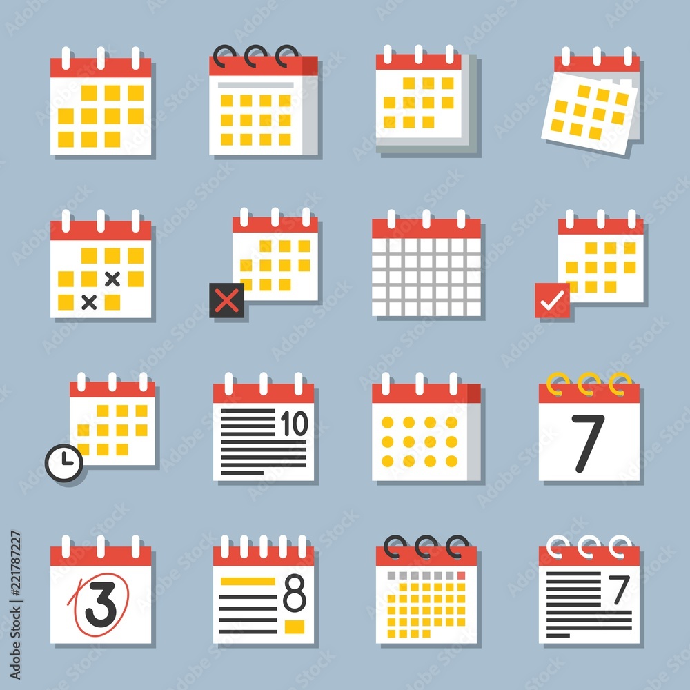 Obraz premium calendar icon, flat design in various type