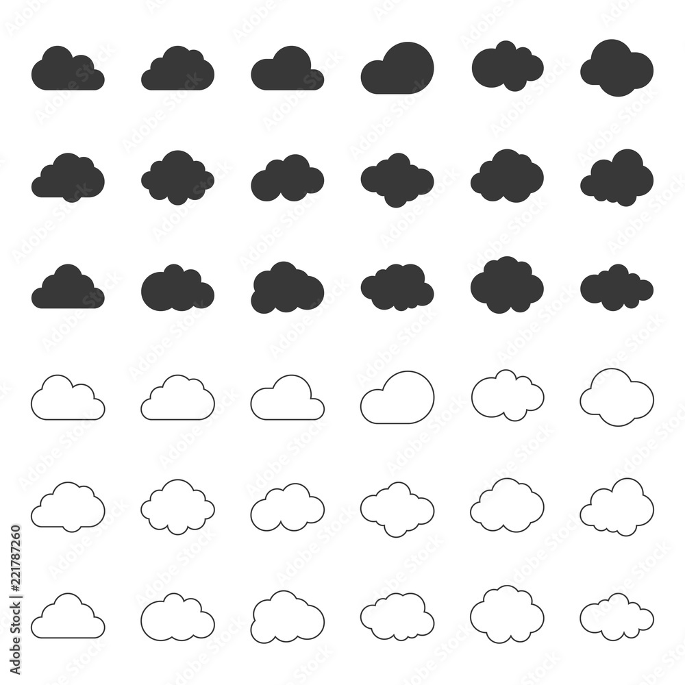 Cloud icon, filled and outline deign editable stroke Cloud icon, filled and outline deign editable stroke