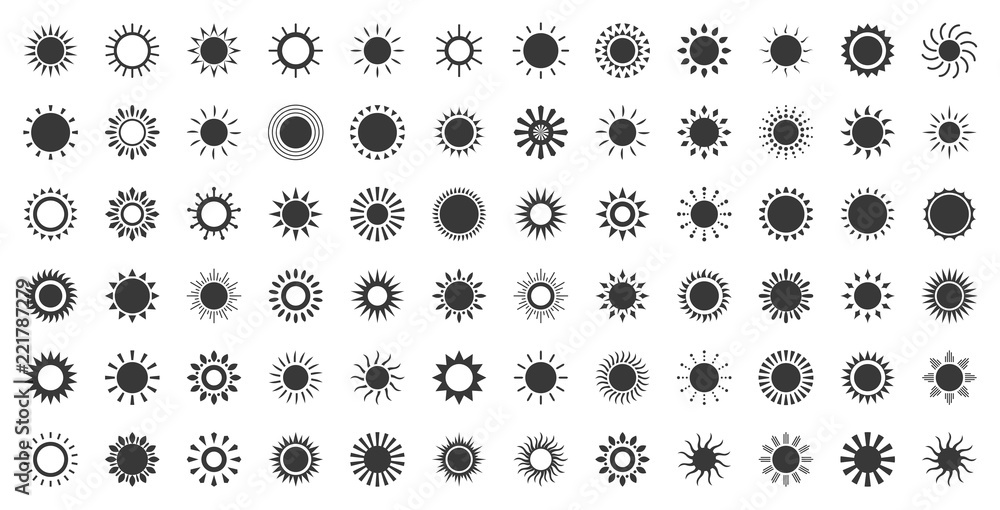 sun with ray of light, geometric icon