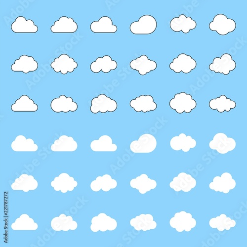 Cloud icon, filled and outline deign editable stroke