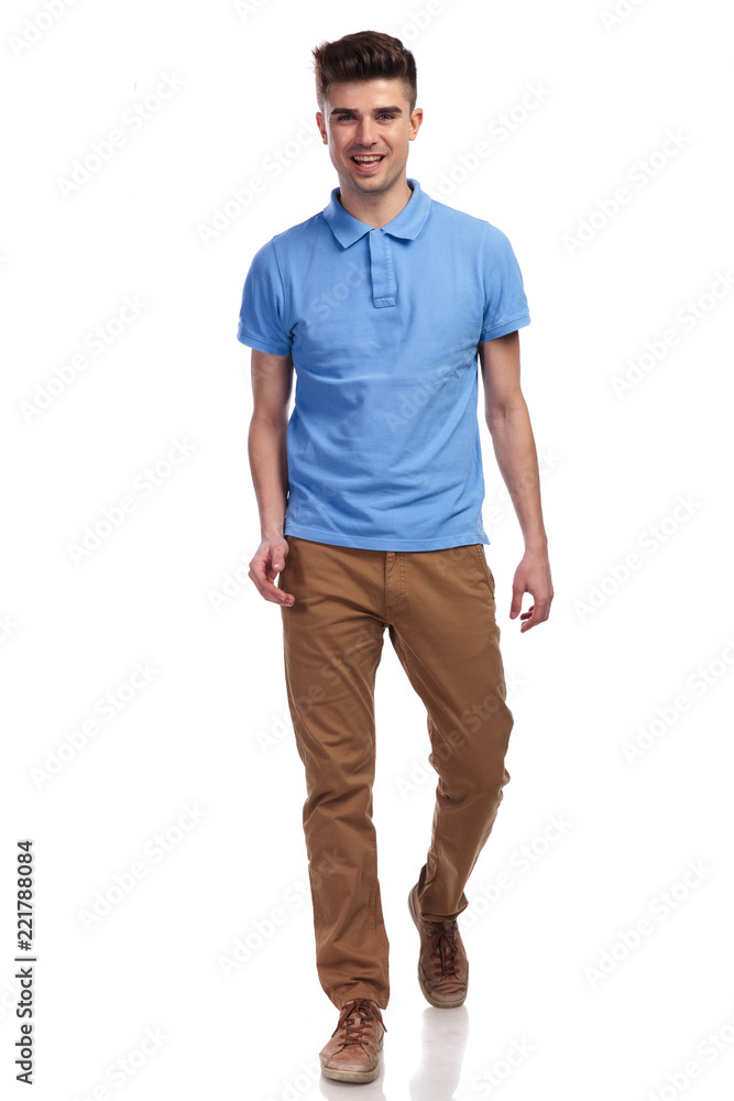 happy casual man walking forward happy casual man walking forward