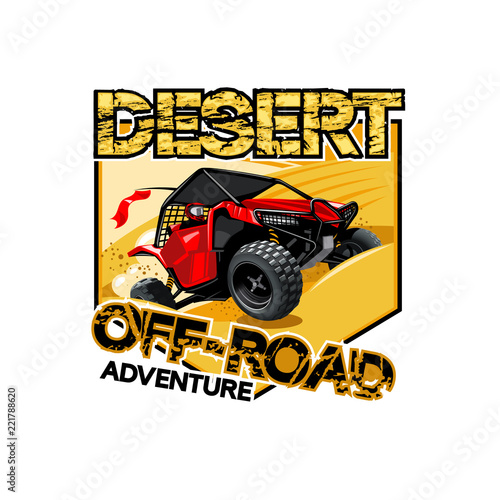 Off-Road ATV Buggy Logo, Desert adventure.