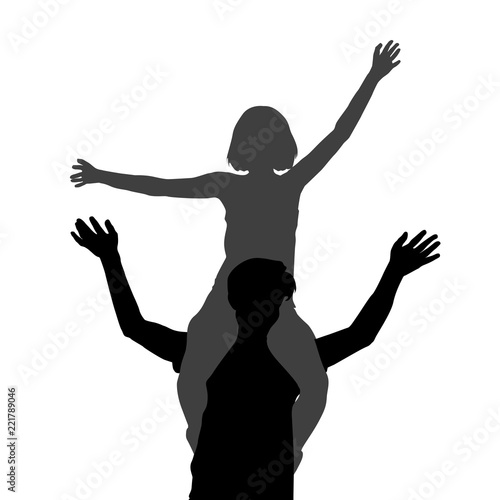 Silhouette of a girl sitting on her boyfriend shoulders