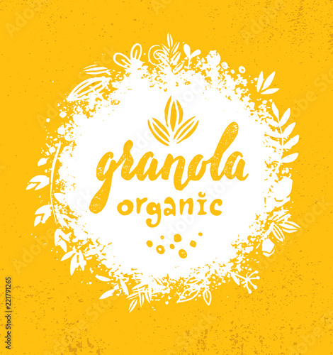 Healthy Vegan Snack Granola Cereal Vector Nutrition Food Design Element. Organic Handmade Concept.