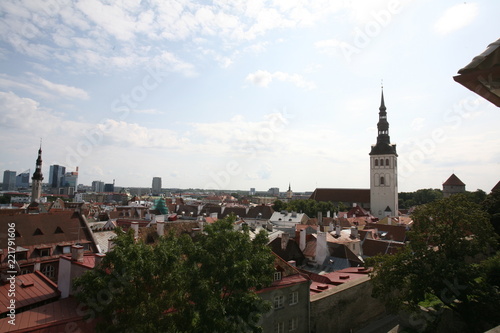 The red roofs of the City of Tallinn from the shingles as a trademark of this charming, old Hanseatic city. View from the Toompea, the oldest and highest Downtown area. Estonia. 11.08.2009.