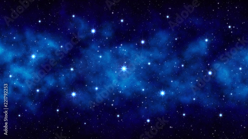 Night starry sky  dark blue space background with bright big stars  nebula