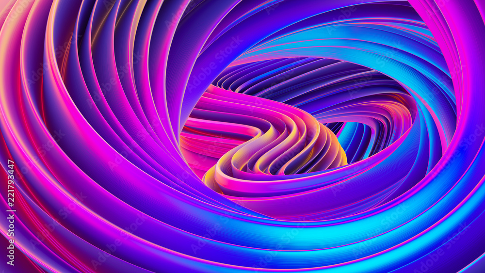 Fluid design twisted shapes holographic 3D abstract background ...