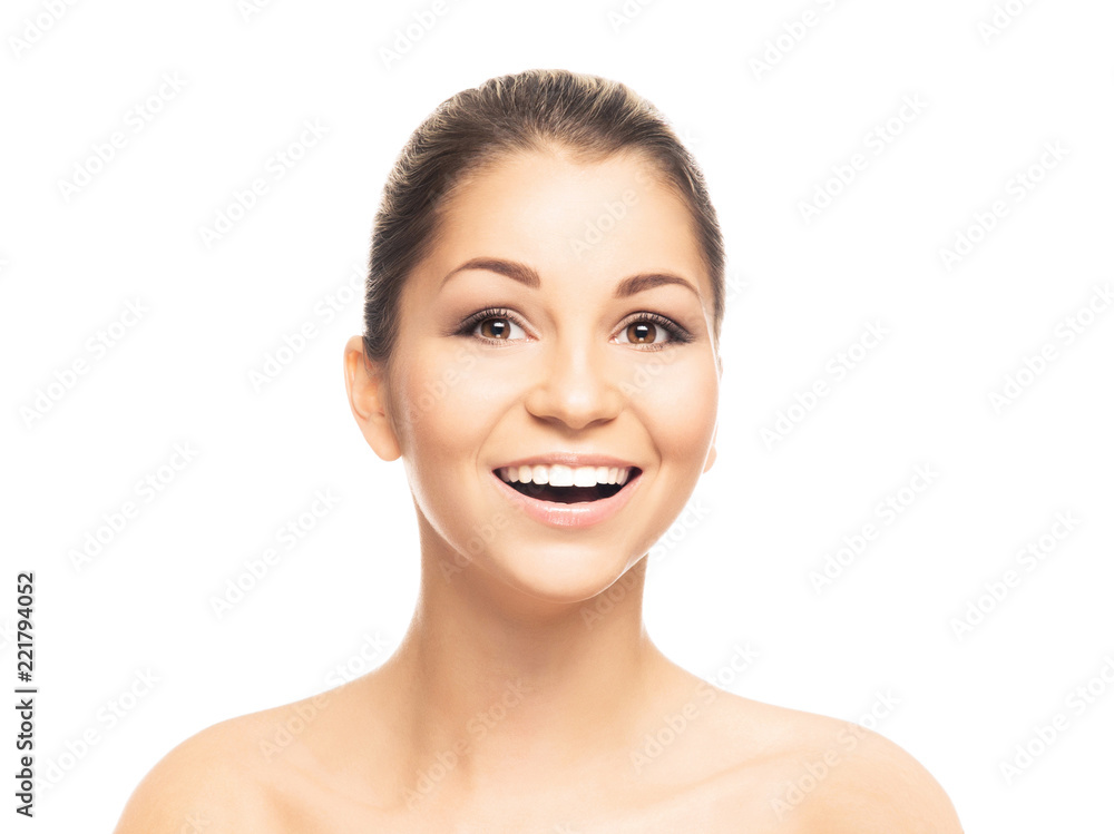 Beauty close-up portrait of beautiful, fresh and healthy girl. Human face isolated on white. Beauty close-up portrait of beautiful, fresh and healthy girl. Human face isolated on white.