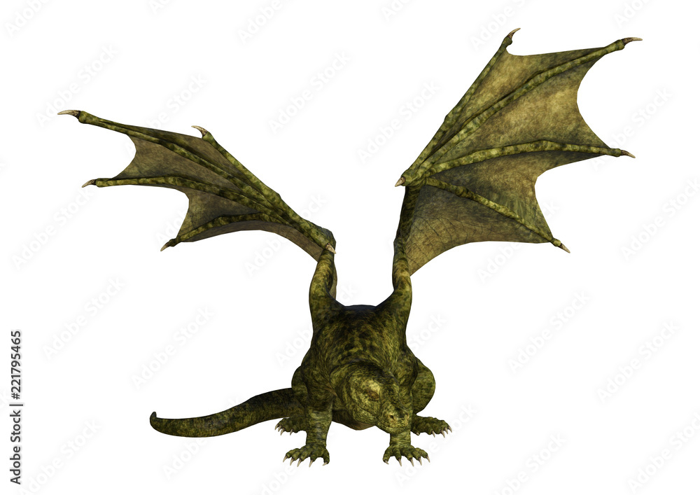 3D Rendering Fantasy Dragon on White 3D Rendering Fantasy Dragon on White