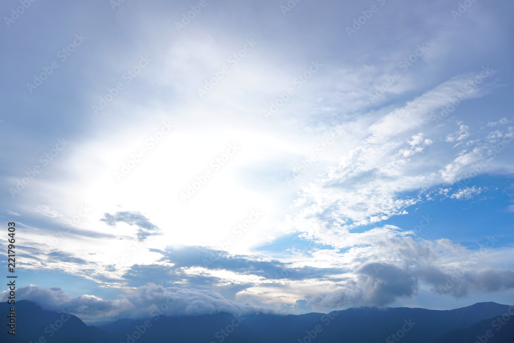 Mountain sunlight and blue sky