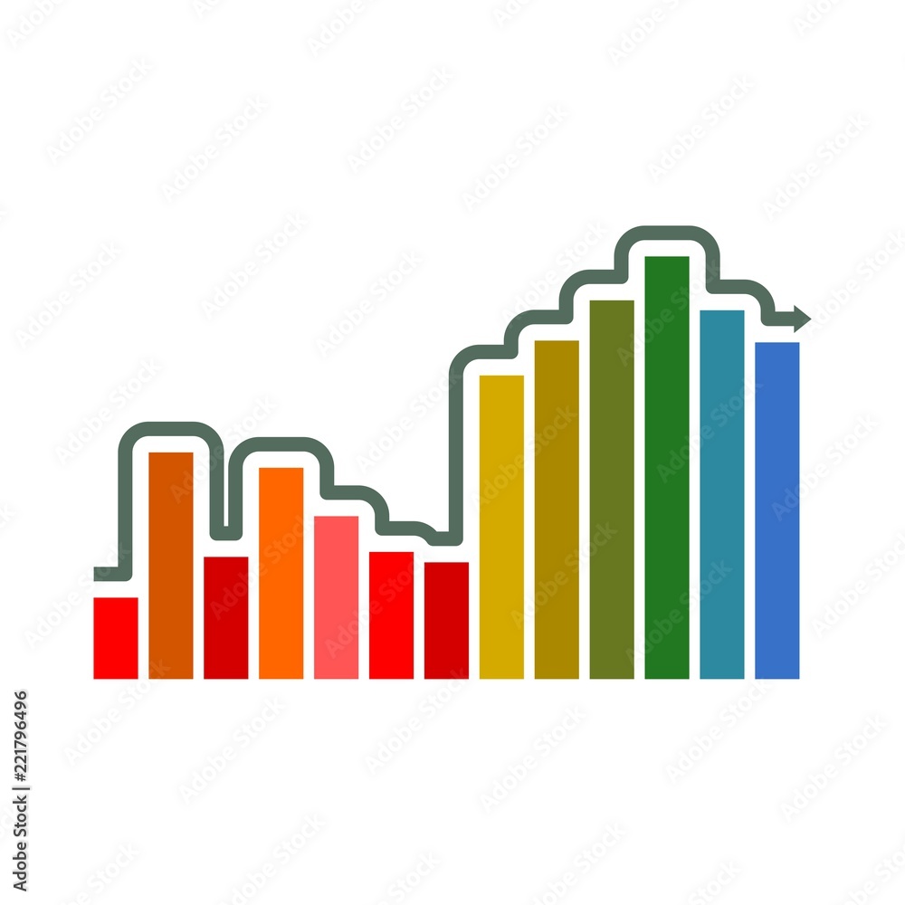 Rising business graph, color Rising business graph, color