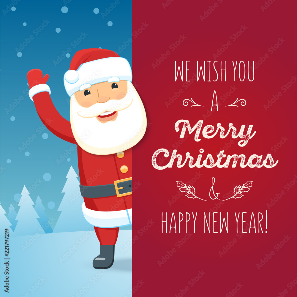 Santa Claus with signboard. Christmas greeting card. Vector illustration Santa Claus with signboard. Christmas greeting card. Vector illustration