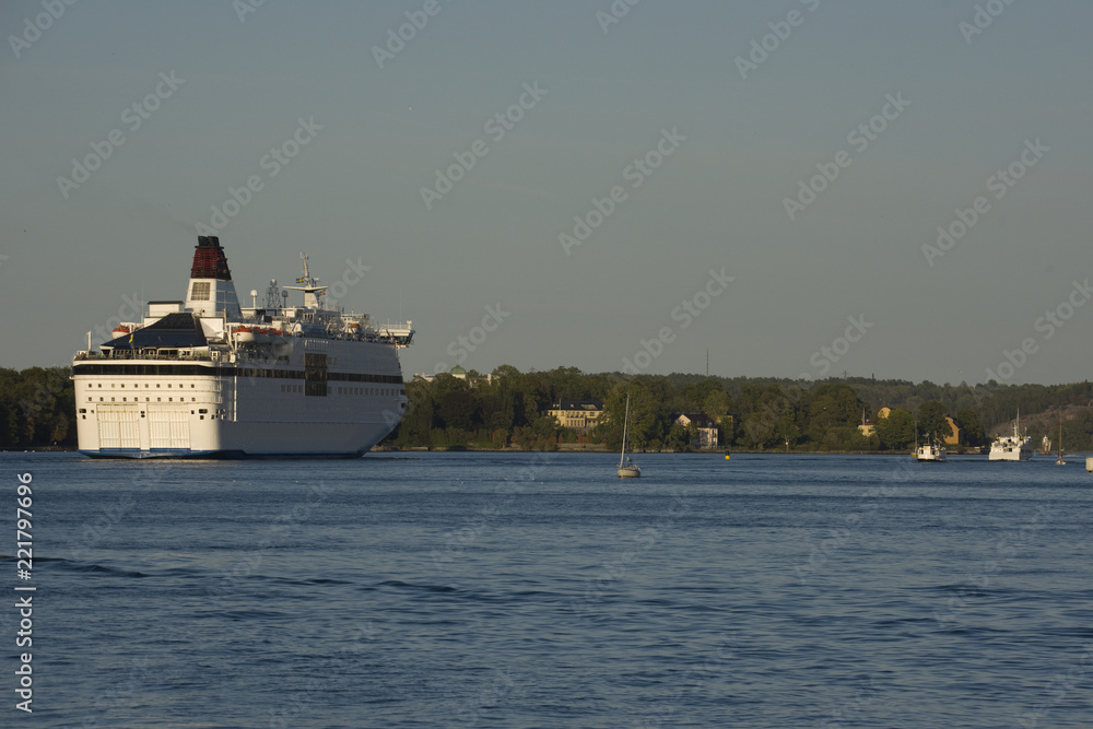 Ferrys and boats in the archipelago of Stockholm, Sweden