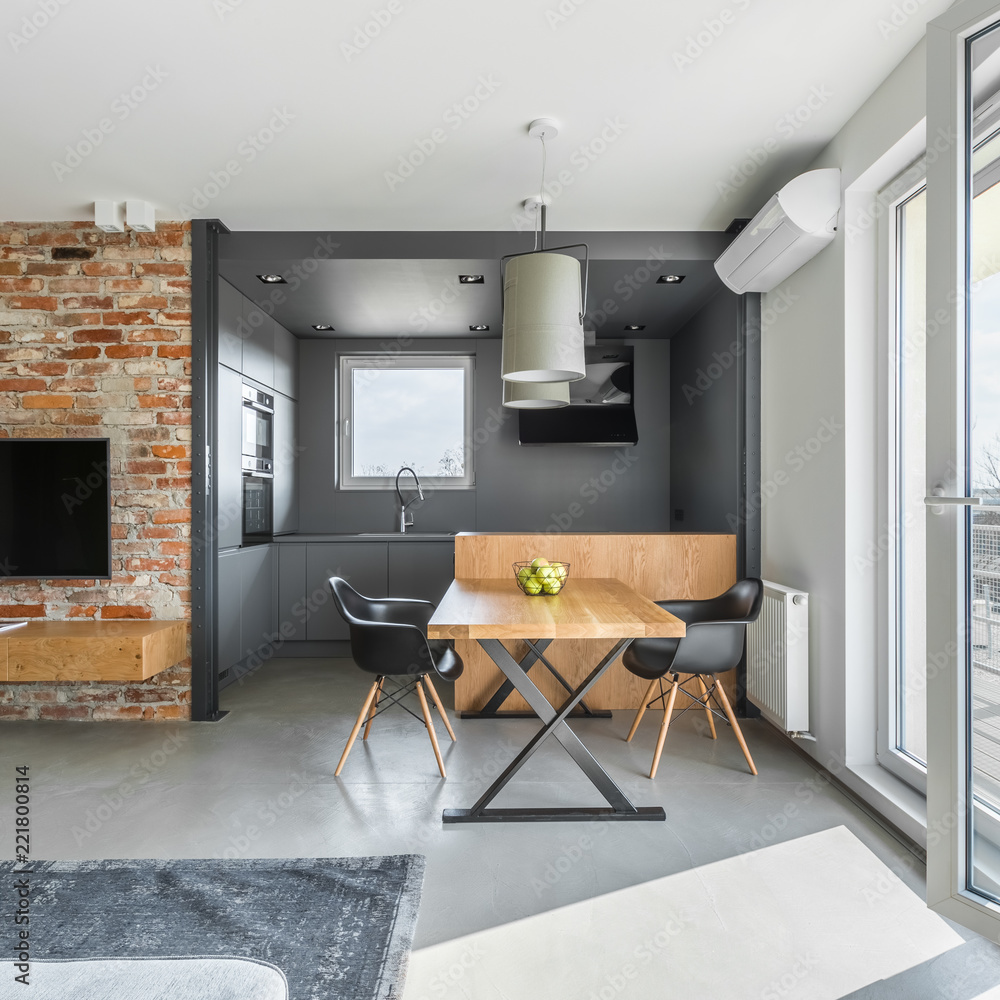 Fototapeta premium Industrial styled flat with table