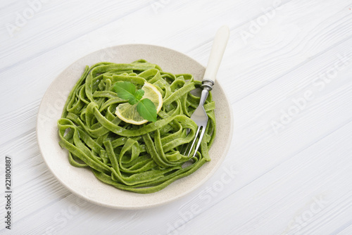 green spinach tagliatelle macaroni