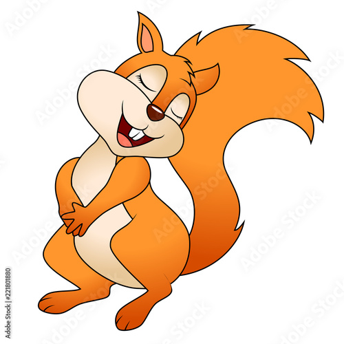 Cartoon funny squirrel isolated on white background. Vector Illustration