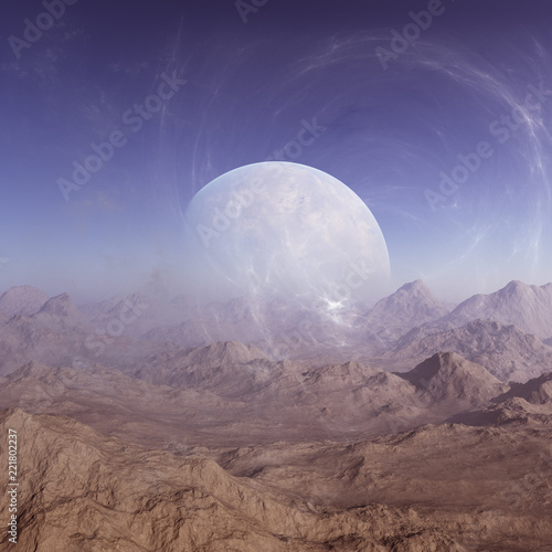 Fototapeta Naklejka Na Ścianę i Meble -  3d rendered Space Art: Alien Planet - A Fantasy Landscape