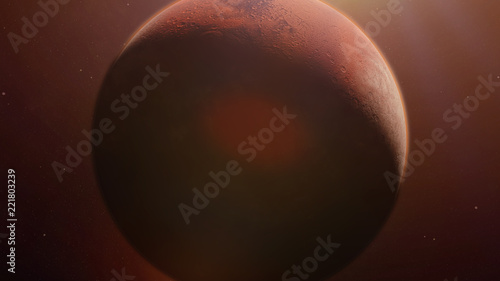 Fototapeta Naklejka Na Ścianę i Meble -  red planet Mars in natural colors, close up with visible atmosphere
