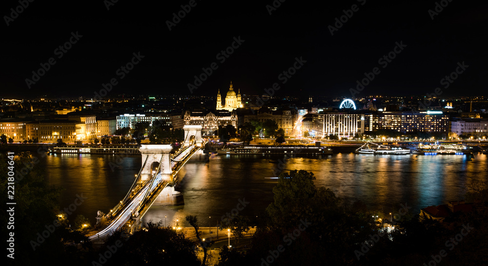 Budapest cityscape landmark view at night