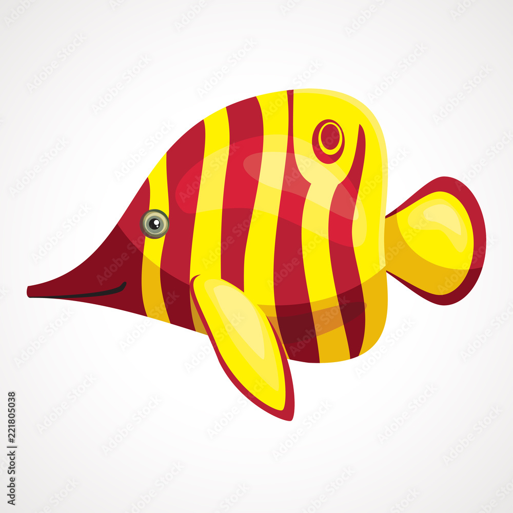 Yellow aquarium soap cartoon fish Vector drawing Stock Vector