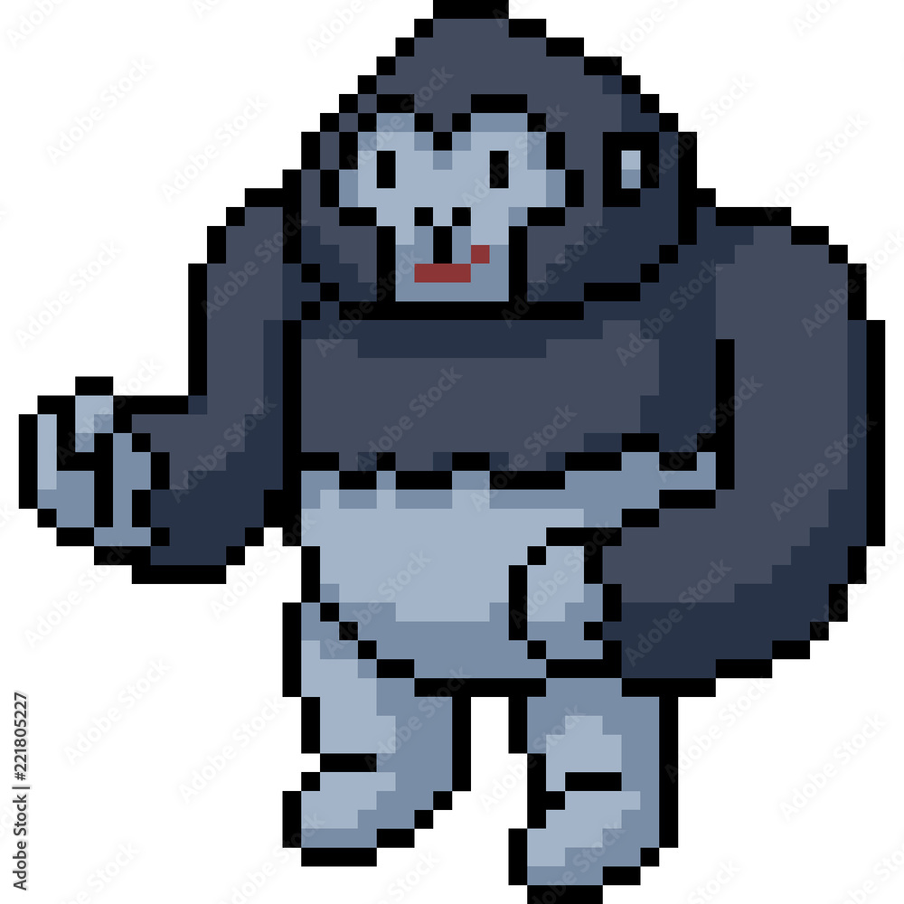 vector pixel art gorilla doll vector pixel art gorilla doll