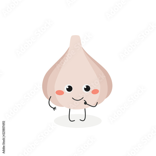 Vector illustration of cute cartoon garlic