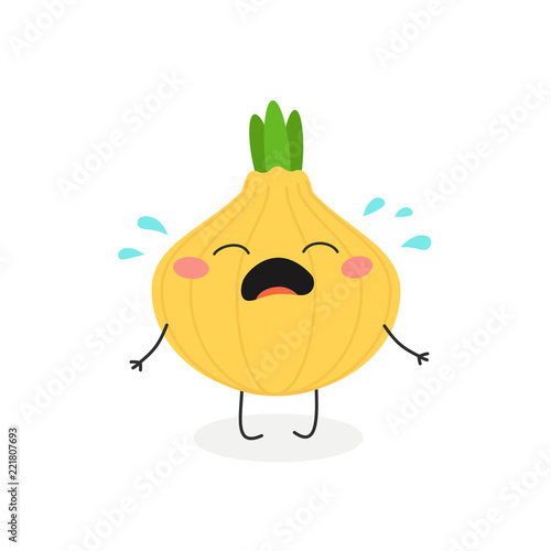 Vector illustration of cartoon crying onion