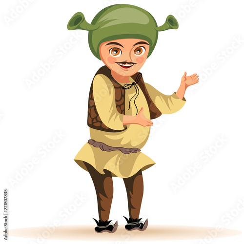 Cheerful man in Halloween costume flat poster