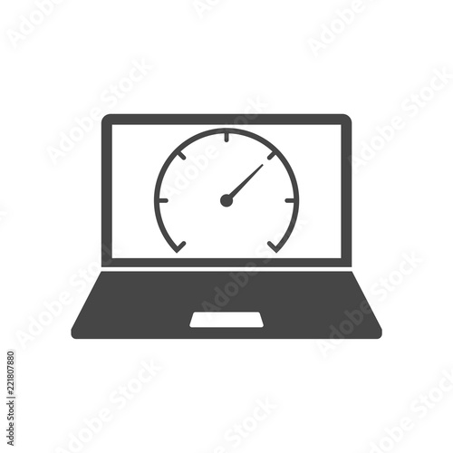 Laptop front view and internet speed icon