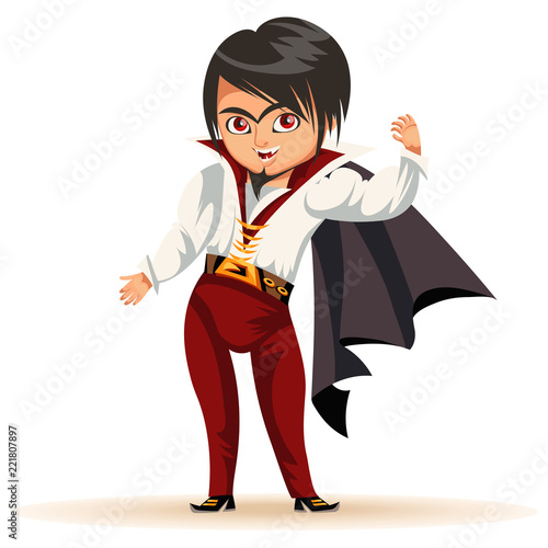 Cartoon man in Halloween dresses flat poster