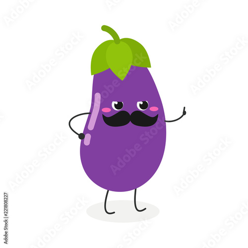 Amusing mustached eggplant character