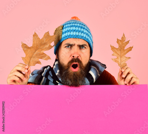 October and November time idea. Man in warm hat