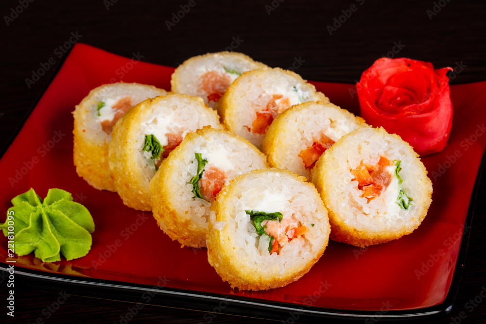 Japanese roll with salmon Japanese roll with salmon