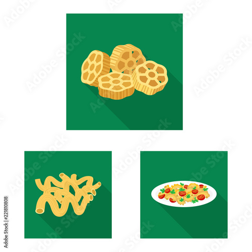 Isolated object of pasta and carbohydrate logo. Set of pasta and macaroni stock symbol for web.