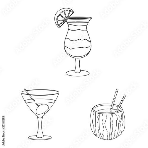 Isolated object of drink and bar icon. Set of drink and party vector icon for stock.