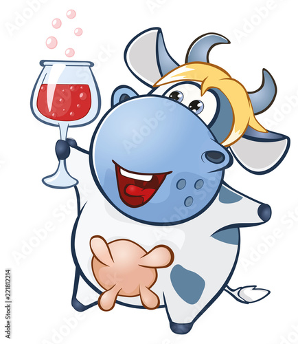  Illustration of a Cute Cow. Cartoon Character