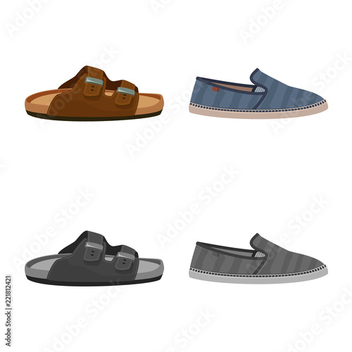 Vector illustration of man and foot icon. Set of man and wear stock vector illustration.