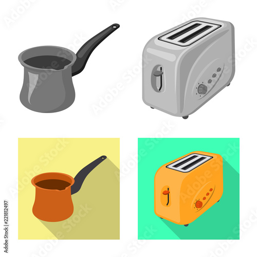 Isolated object of kitchen and cook logo. Set of kitchen and appliance stock vector illustration.