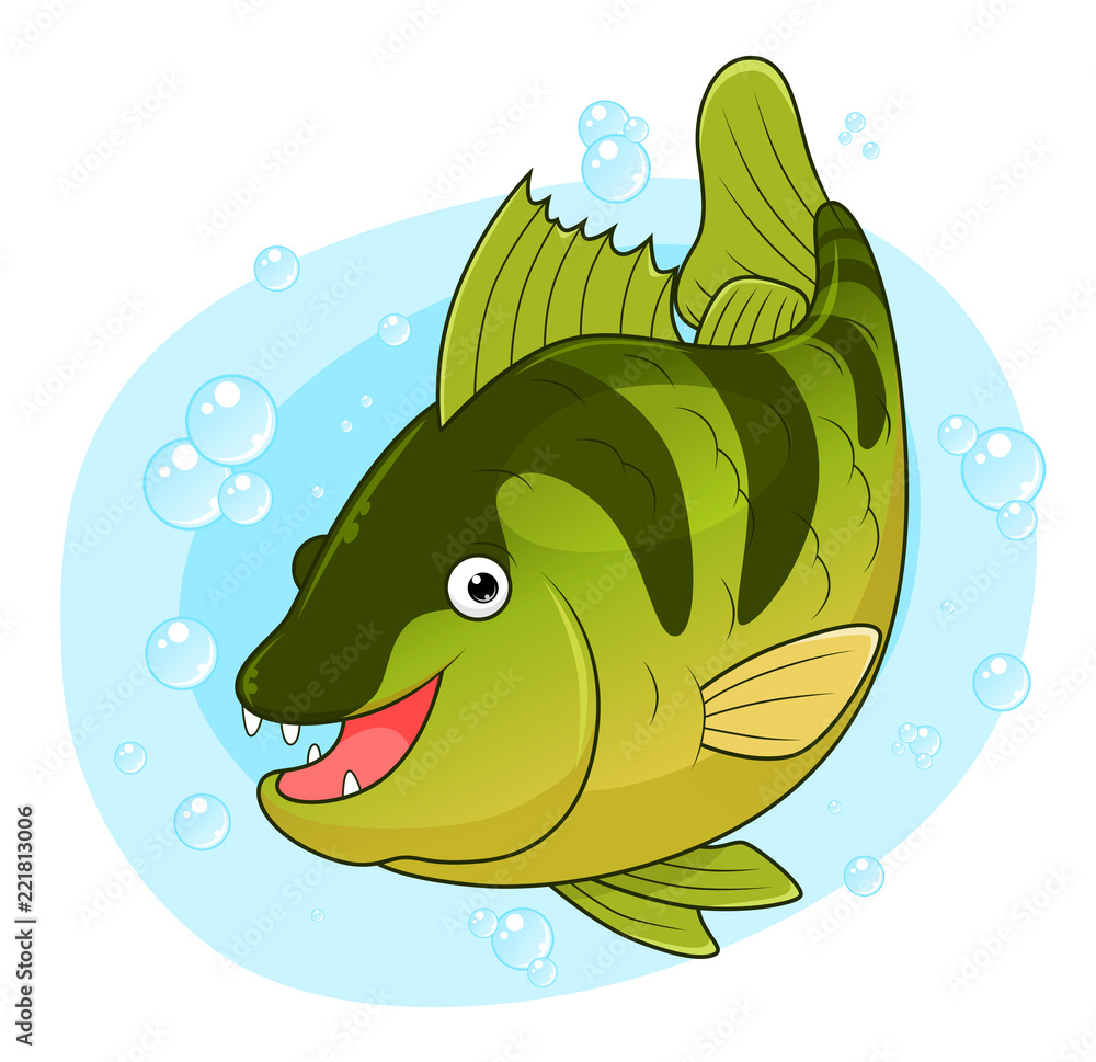 Cartoon cute yellow perch Stock Vector Adobe Stock