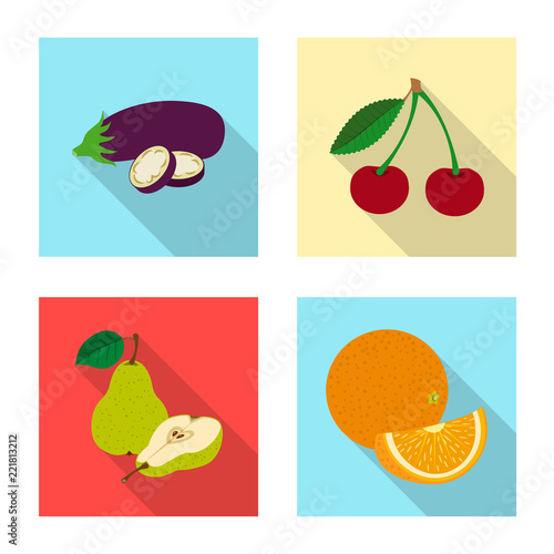 Vector illustration of vegetable and fruit sign. Collection of vegetable and vegetarian stock symbol for web.