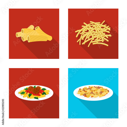 Vector design of pasta and carbohydrate logo. Set of pasta and macaroni vector icon for stock.