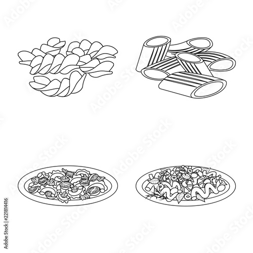 Vector illustration of pasta and carbohydrate icon. Collection of pasta and macaroni vector icon for stock.