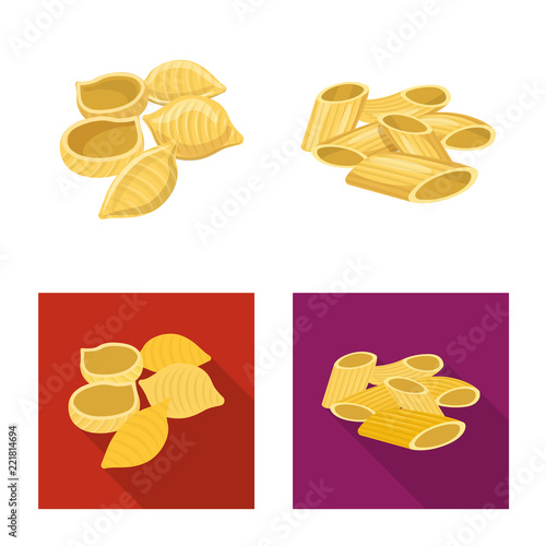 Vector design of pasta and carbohydrate symbol. Set of pasta and macaroni stock vector illustration.