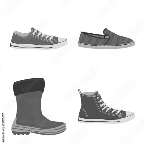 Vector illustration of man and foot symbol. Collection of man and wear stock vector illustration.