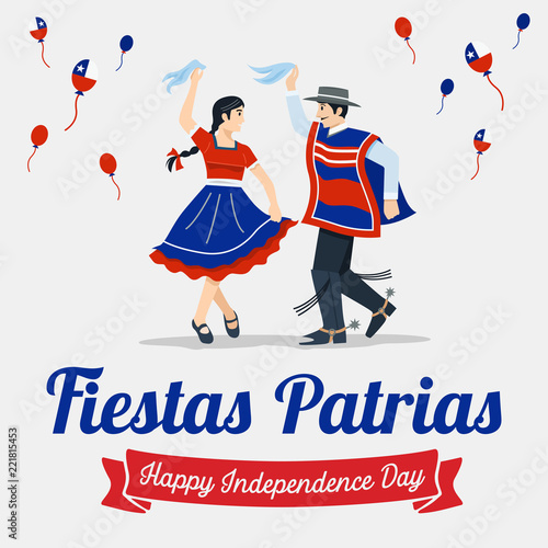 Fiestas Patrias - Independence Day celebration of Chile Spanish phrase.