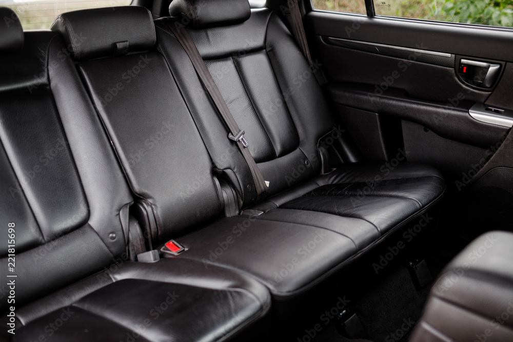 Obraz premium Modern luxury prestige car interior, dashboard, steering wheel.