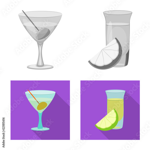 Vector design of drink and bar logo. Collection of drink and party stock symbol for web.