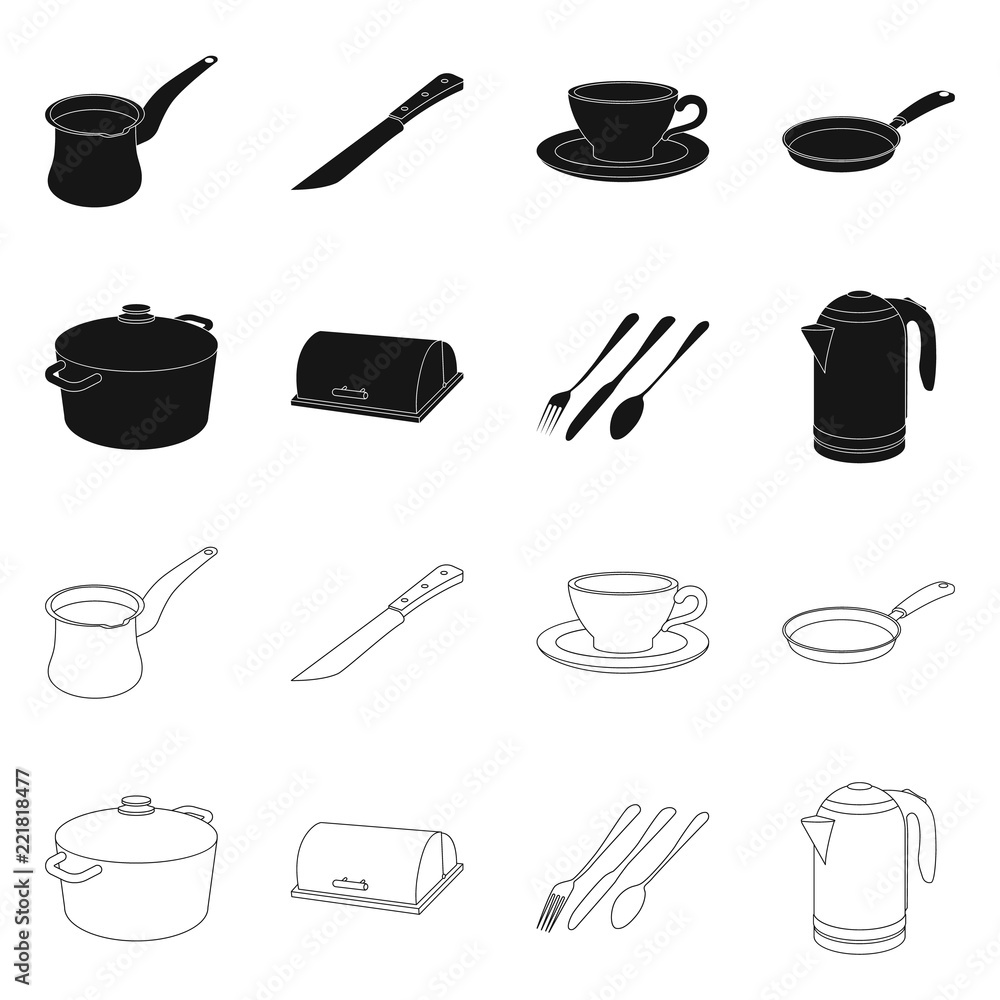 Vector illustration of kitchen and cook symbol. Set of kitchen and appliance vector icon for stock. Vector illustration of kitchen and cook symbol. Set of kitchen and appliance vector icon for stock.